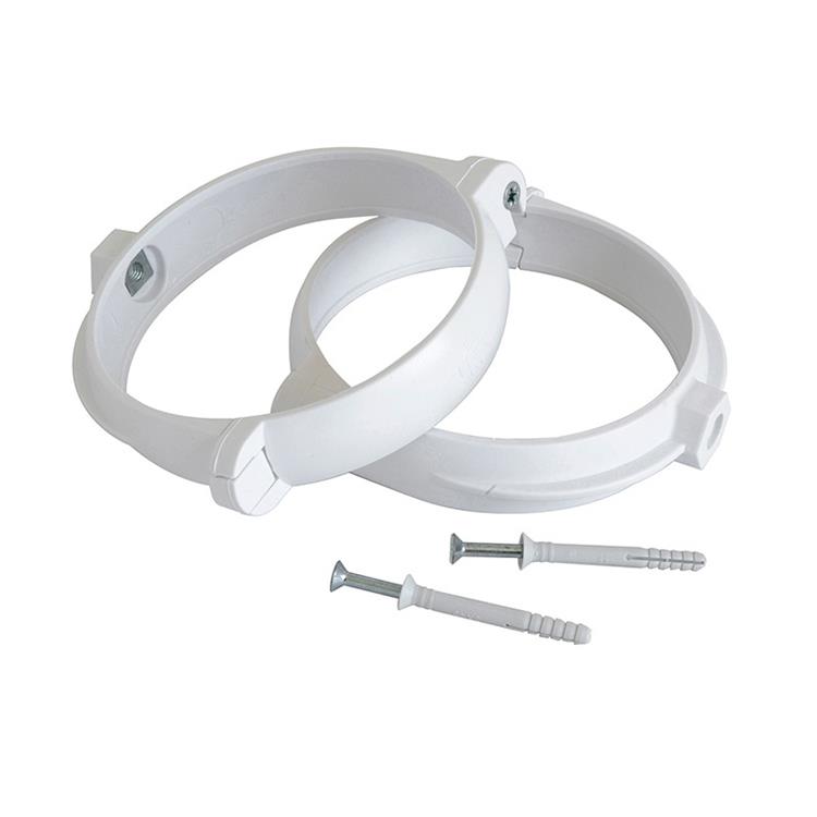 COLLARE FERMATUBO Ø125 MM PER TUBI TONDI DA Ø100 MM - 2 PEZZI CON VITI E TASSELLI