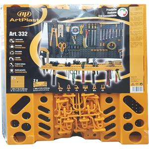 KIT PANNELLO PORTAUTENSILI ARTPLAST 332 - 2 PANNELLI 500x500 CON MENSOLE E GANCI ASSORTITI in Utensileria