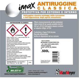 VERNICE ANTIRUGGINE CLASSICO PER FERRO E GHISA - ROSSO OSSIDO - MAXMEYER - 0,5 LT in Vernici