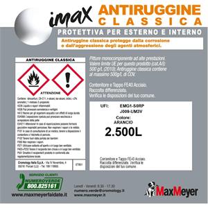 VERNICE ANTIRUGGINE CLASSICA PER FERRO E GHISA - ARANCIONE - MAXMEYER - 2,5 LT in Vernici