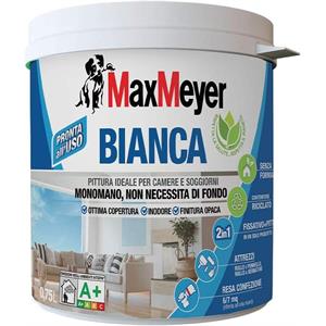 PITTURA LAVABILE PER INTERNI 2 IN 1 - BIANCA MONOMANO - 0.75LT - MAXMEYER in Vernici