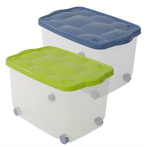 CONTENITORE PLASTICA TRASPARENTE CON COPERCHIO VERDE BLU TARATARUGO 60x40x36cm in Sistemazione