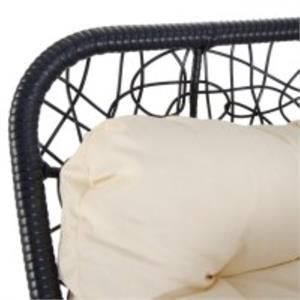 POLTRONA SOSPESA DA GIARDINO APERTA IN RATTAN SINTETICO CON CUSCINO - NERO - ECRU - VERDELOOK in Arredamento giardino