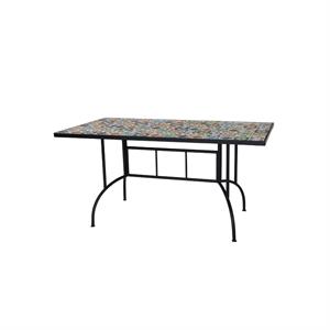 TAVOLO DA GIARDINO IN METALLO CON DECORAZIONE MOSAICO - FLOWER 150X80 CM in Arredamento giardino