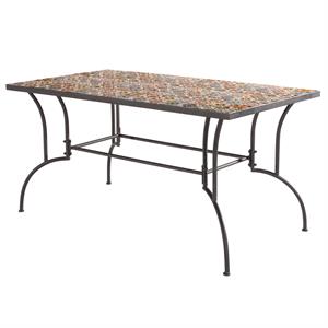 TAVOLO DA GIARDINO IN METALLO CON DECORAZIONE MOSAICO - FLOWER 150X80 CM in Arredamento giardino