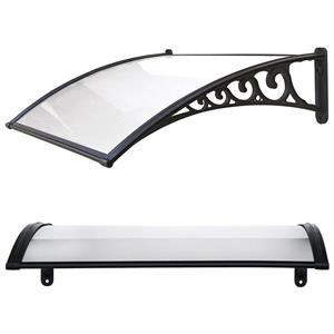 Pensilina per esterno NAXOS in policarbonato compatto SATINATA con BRACCETTO NERO 100X80CM in Arredamento giardino