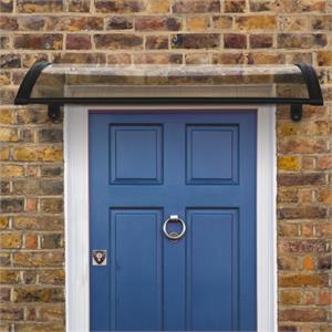 Pensilina per esterno NAXOS in policarbonato alveolare TRASPARENTE con BRACCETTO NERO 100X60CM in Arredamento giardino