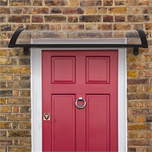 Pensilina per esterno NAXOS in policarbonato compatto TRASPARENTE con BRACCETTO NERO 100X80CM in Arredamento giardino