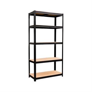 SCAFFALE IN METALLO E LEGNO MDF - 5 RIPIANI - 90x40 x H180 CM - NERO in Sistemazione