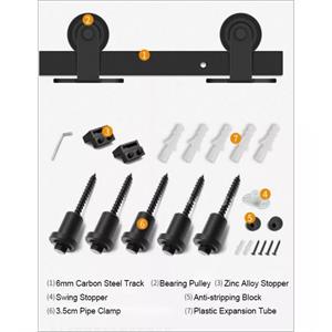 KIT BINARIO PORTA SCORREVOLE 200CM - NERO - PER PORTA 96X220H in Edilizia, porte e blindati