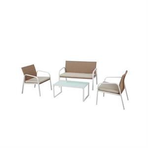 SALOTTO DA GIARDINO - SET TAVOLO E POLTRONE MADEIRA - IN POLYRATTAN E ACCIAIO in Arredamento giardino