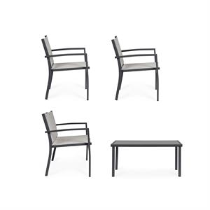 SALOTTO DA GIARDINO IN ACCIAIO - SET TAVOLO E POLTRONE FLORIDA - GRIGIO CHIARO in Arredamento giardino