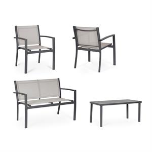 SALOTTO DA GIARDINO IN ACCIAIO - SET TAVOLO E POLTRONE FLORIDA - GRIGIO CHIARO in Arredamento giardino