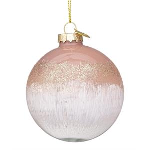 PALLA DI NATALE IN VETRO - ROSA E BIANCO ø8 CM - SINGOLA in Natale