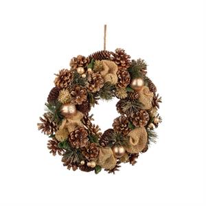 GHIRLANDA NATALIZIA - CORONA DI NATALE HOLLIE - ROSA NATURALE - ø34 CM in Natale