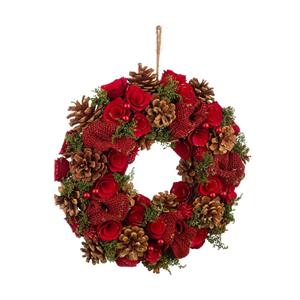 GHIRLANDA NATALIZIA - CORONA DI NATALE KATELYN - ROSSO NATURALE - ø34 CM in Natale