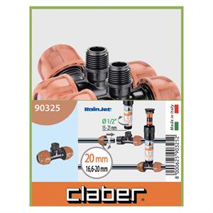 RACCORDO A T DIAMETRO 20 MM. FILETTO ½ M” PER COLLEGARE UN MICROIRRIGATORE A SCOMPARSA A FINE LINEA in Giardinaggio