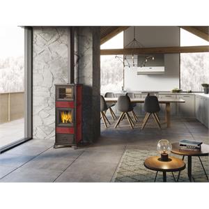 STUFA A LEGNA CON FORNO EK63 DECOR C BORDEAUX in Stufe e clima