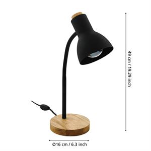 LAMPADA DA TAVOLO MODERNA DESIGN IN LEGNO EGLO VERADAL NERA in Illuminazione