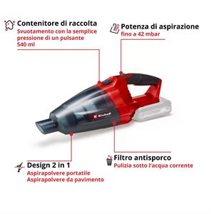 ASPIRAPOLVERE A BATTERIA PORTATILE TE-VC 18 Li - SOLO in Utensileria