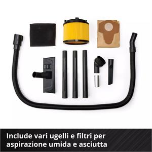 BIDONE ASPIRATUTTO A BATTERIA EINHELL - ASPIRALIQUIDI E SOLIDI - TC-VC 18/20 Li - SOLO in Utensileria