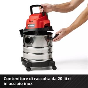 BIDONE ASPIRATUTTO A BATTERIA EINHELL - ASPIRALIQUIDI E SOLIDI - TC-VC 18/20 Li - SOLO in Utensileria