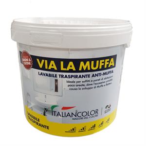 IDROPITTURA ANTIMUFFA LAVABILE TRASPIRANTE - VIA LA MUFFA - 2.5LT in Vernici