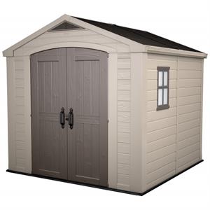 CASETTA DA GIARDINO KETER FACTOR 8X8 COLORE BEIGE PORTA BATTENTE DOPPIA 256,5X255X243 CM in Arredamento giardino