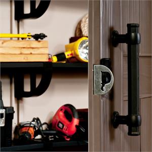 CASETTA DA GIARDINO KETER FACTOR 8X8 COLORE BEIGE PORTA BATTENTE DOPPIA 256,5X255X243 CM in Arredamento giardino