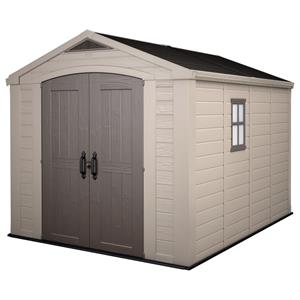 CASETTA DA GIARDINO KETER FACTOR 8X11 BEIGE DOPPIA PORTA BATTENTE 256,4X331,5X243 CM in Arredamento giardino