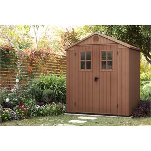 CASETTA DA GIARDINO KETER DARWIN 6X4 EFFETTO LEGNO MARRONE 190x122x221H CM in Arredamento giardino