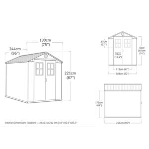 CASETTA DA GIARDINO KETER DARWIN 6X8 EFFETTO LEGNO MARRONE 190x244x221H CM in Arredamento giardino