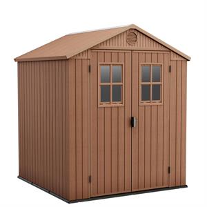 CASETTA DA GIARDINO KETER DARWIN 6X6 EFFETTO LEGNO MARRONE 190x183x221H CM in Arredamento giardino