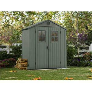 CASETTA DA GIARDINO KETER DARWIN 6X6 VERDE PORTA BATTENTE DOPPIA 190X183X221 CM in Arredamento giardino