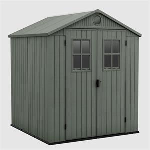 CASETTA DA GIARDINO KETER DARWIN 6X6 VERDE PORTA BATTENTE DOPPIA 190X183X221 CM in Arredamento giardino