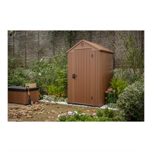 CASETTA DA GIARDINO KETER DARWIN 4x4 MARRONE PORTA BATTENTE SINGOLA 123,8X117X205,1 CM in Arredamento giardino