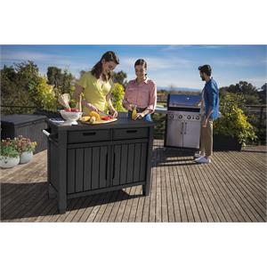 TAVOLO PER BARBECUE KETER UNITY XL CON CASSETTI GRAFITE in Arredamento giardino