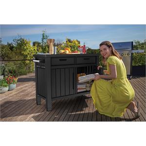 TAVOLO PER BARBECUE KETER UNITY XL CON CASSETTI GRAFITE in Arredamento giardino