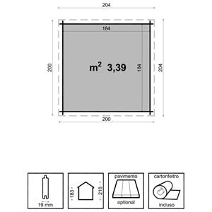 CASETTA DA GIARDINO IN LEGNO BIRBA 200X200CM in Arredamento giardino