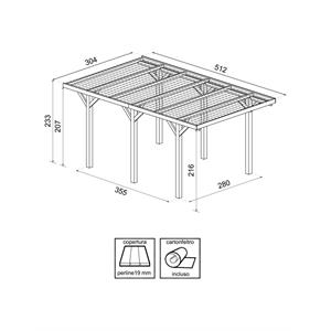 CARPORT PER AUTO IN LEGNO SINGOLO SENZA COPERTURA in Arredamento giardino