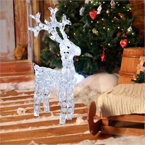 RENNA NATALIZIA LUMINOSA 3D 70 CM - CON CRISTALLI IN ACRILICO ACP - 100 LED - BIANCO FREDDO in Natale