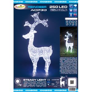 RENNA NATALIZIA LUMINOSA 3D H120CM- 250 LED - CRISTALLI IN ACRILICO - LUCE BIANCO FREDDO in Natale