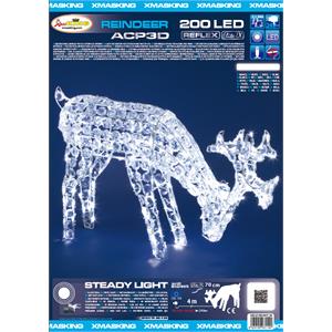 RENNA NATALIZIA LUMINOSA H50CM - 200 LED - CRISTALLI IN ACRILICO - LUCE BIANCO FREDDO in Natale