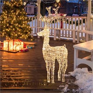 RENNA NATALIZIA LUMINOSA 3D H120CM - 250 LED - CRISTALLI IN ACRILICO - LUCE BIANCO CALDO in Natale