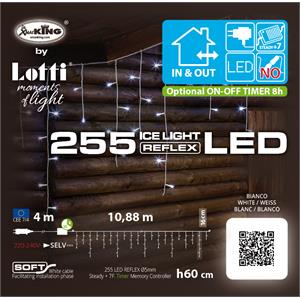 TENDA LUMINOSA LED ICE LIGHT 10,88XH0,6 MT - 255 LED - BIANCO FREDDO in Natale