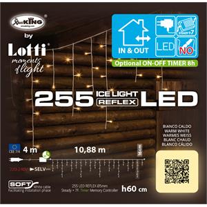 TENDA LUMINOSA LED ICE LIGHT 10,88XH0,6 MT - 255 LED - BIANCO CALDO in Natale