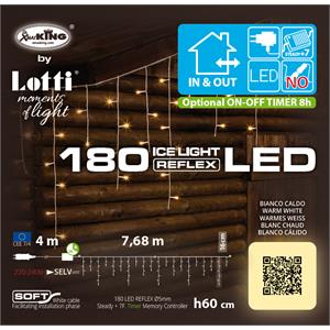 TENDA LUMINOSA LED ICE LIGHT 7,68XH0,6 MT - 180 LED - BIANCO CALDO in Natale