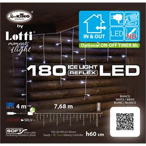 TENDA LUMINOSA LED ICE LIGHT 7,68XH0,6 MT - 180 LED - BIANCO FREDDO in Natale