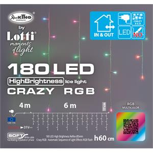 TENDA LUMINOSA LED ICE LIGHT CRAZY RGB 600XH60 CM - 180 LED in Natale