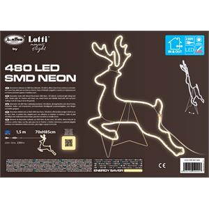 RENNA NATALIZIA LUMINOSA GALOPPANTE 2D - C SMD NEON 480 LED H85CM in Natale